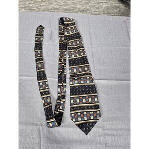 Surrey Tie Mens Black Silk Geometric Jacquard Classic Woven Dress Necktie USA